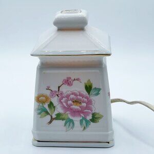 Vintage I. W. Rice Japan Pagoda Peonies Night Light Perfume Diffuser Ceramic